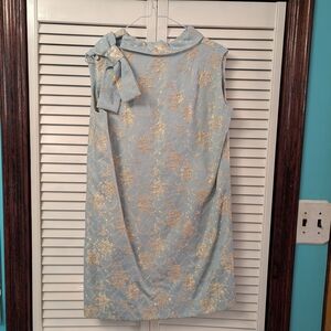 1960 Blue and Gold Sleeveless Dress